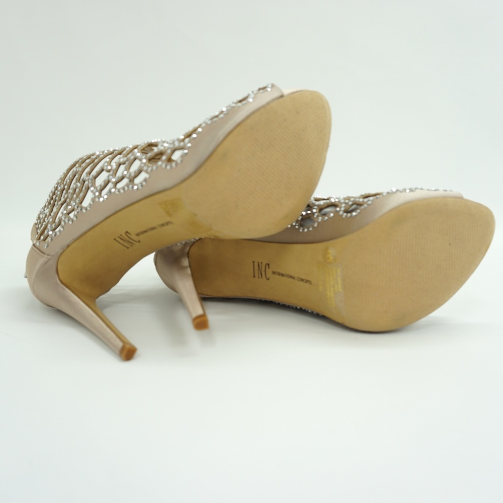 INC Embellished High Heel Evening Sandals Bisque - Picture 7 of 8